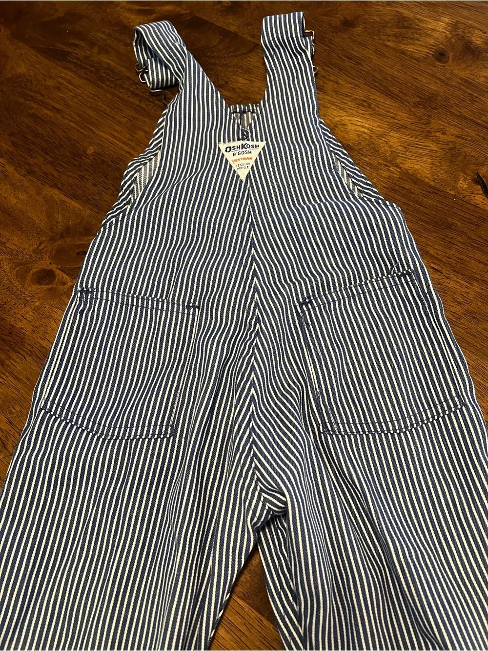 Vintage 70s 80s Osh Kosh Hickory Stripe Toddler Overalls Sz 5/6 Kids